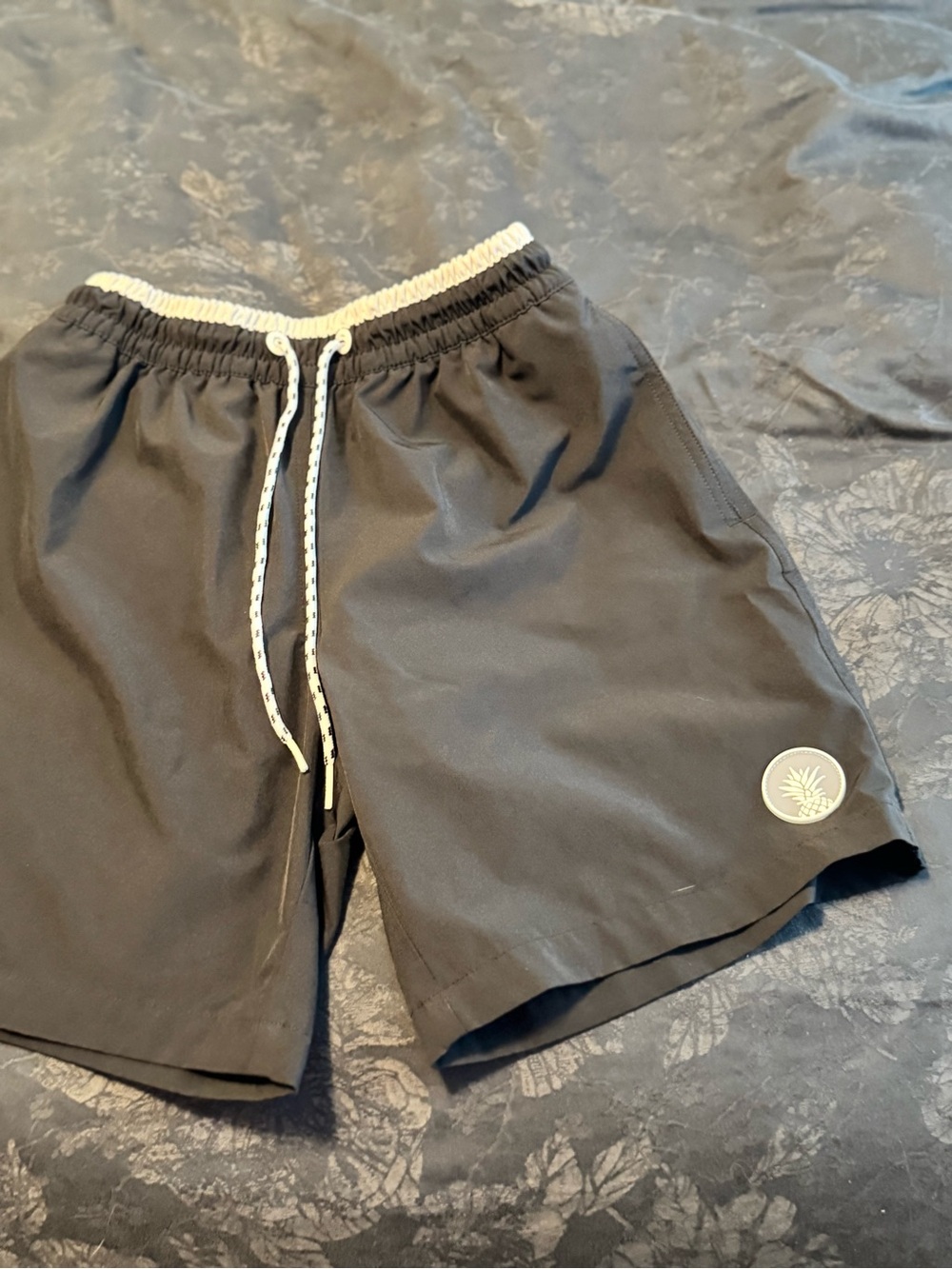 chubbies Black Swim Trunks with White Drawstring - 7in